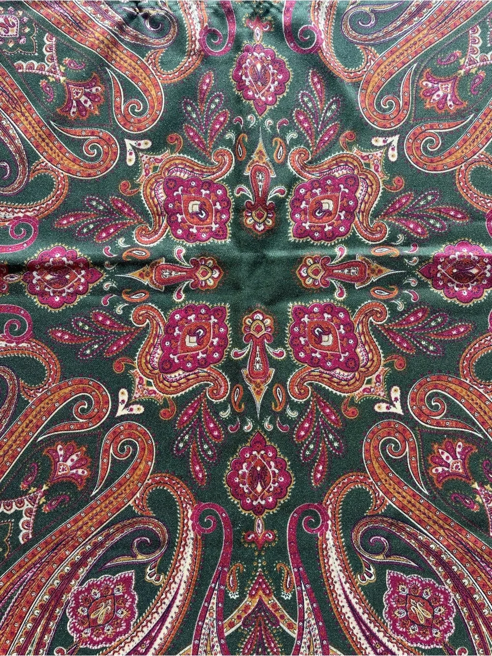 Paisley Scarf in Green, Burgundy, Tan and Gold
